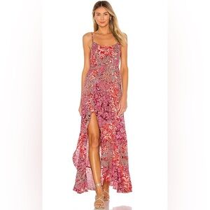 Free People Forever Yours Smocked Slip Red medium